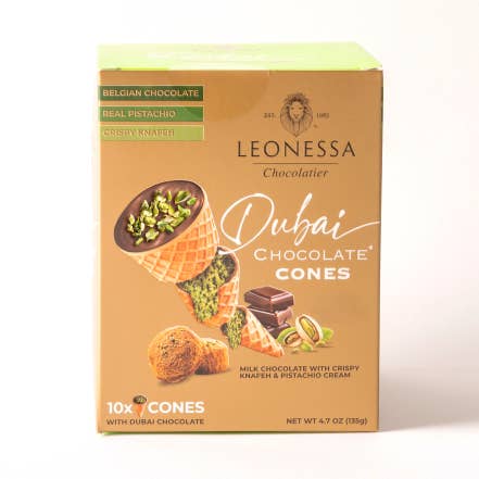 Galil Brands - Wholesale Chocolate Covered Sweets - Dubai Chocolate Cone | 4.7 oz | Leonessa0