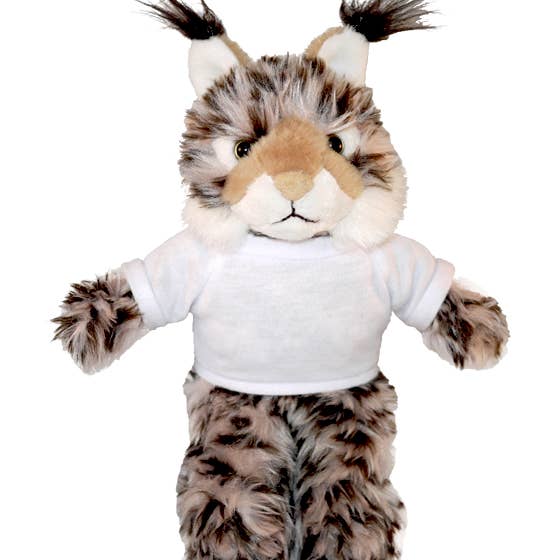 Plushland - Wholesale Stuffed/Plush Toy - Kids & Baby - 12″ Bobcat Plush in Custom Tee Shirt | Custom Plush Toy1