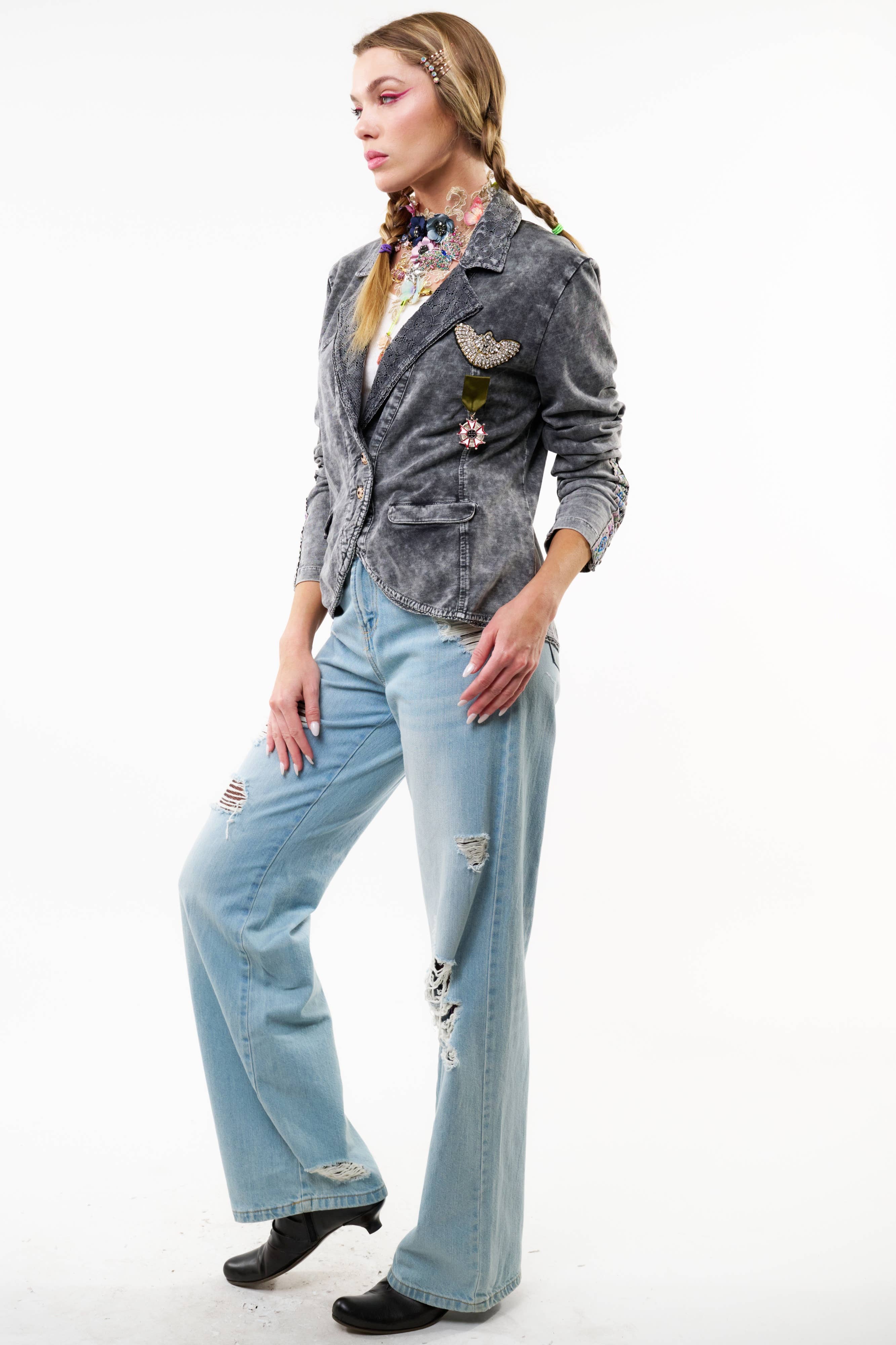 Carbone Giacca in Maglia French Terry da Colonnello - Blazer in vendita all'ingrosso su Faire14