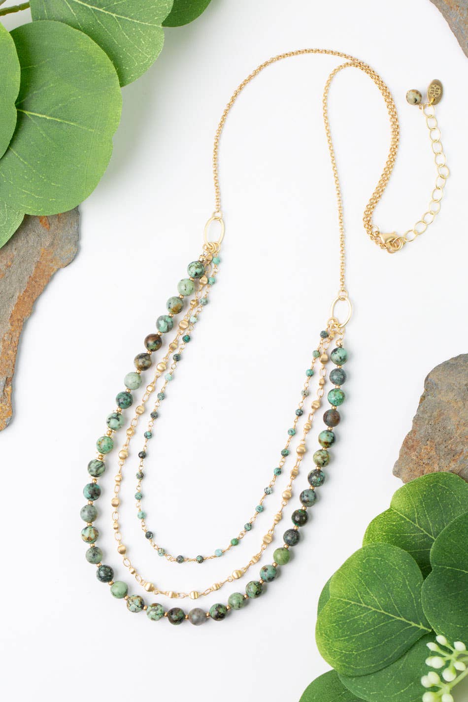 Anne Vaughan Designs Jewelry – Großhandel Perlenkette – Ruhige Gärten 66-71 cm Einfaches Afrikanisches Türkis-Schicht-Halskette