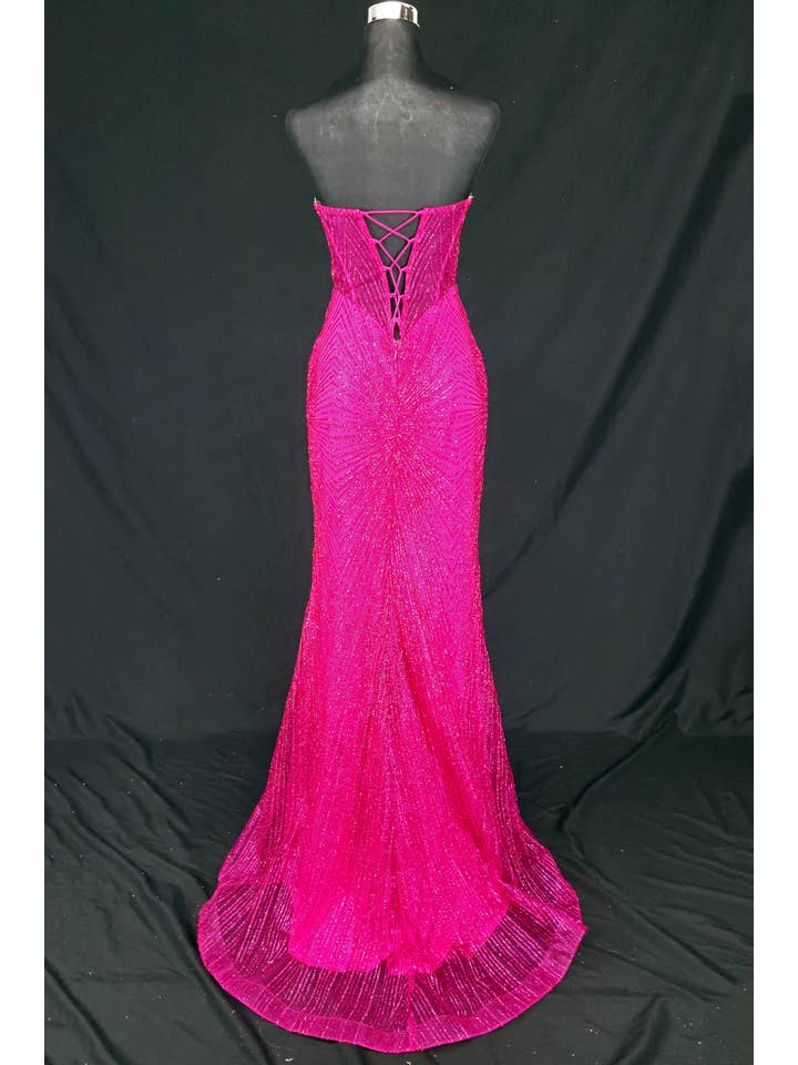 Chicas - Wholesale Gown - Women's - Long sparkling mermaid dress with hanging jewels CF00159