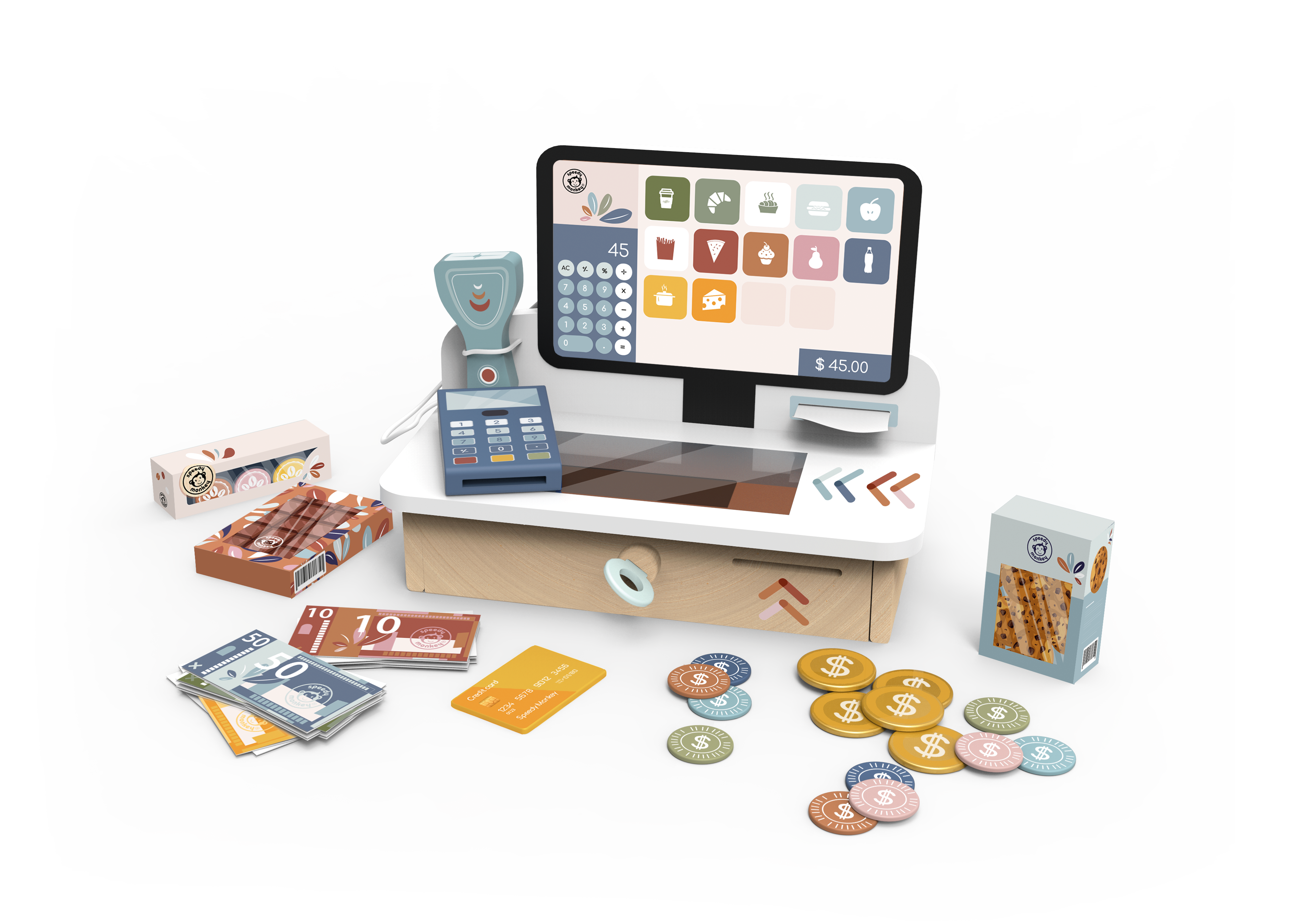 BTL Diffusion UK LTD - Wholesale Wood Toy - Kids - Speedy Monkey Cash register1