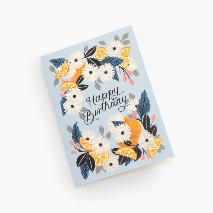 Day One Paper Co. - Venta al por mayor Tarjetas de cumpleaños - Tarjeta de felicitación de cumpleaños floral con limones "Limones Dulces"1