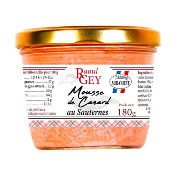 Mousse d'anatra 180 g - Raoul Gey - 59266 per la vendita all'ingrosso da parte di Maison RGEY
