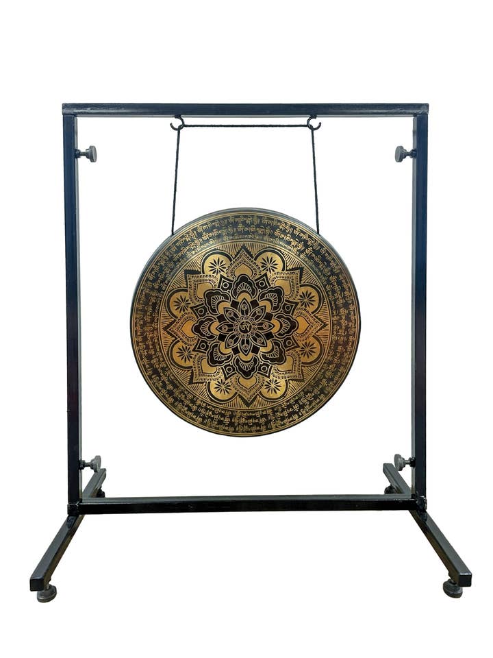 Therapy Gong Lotus Sacred Geometry Engraved 
 for wholesale by Yak & Yeti