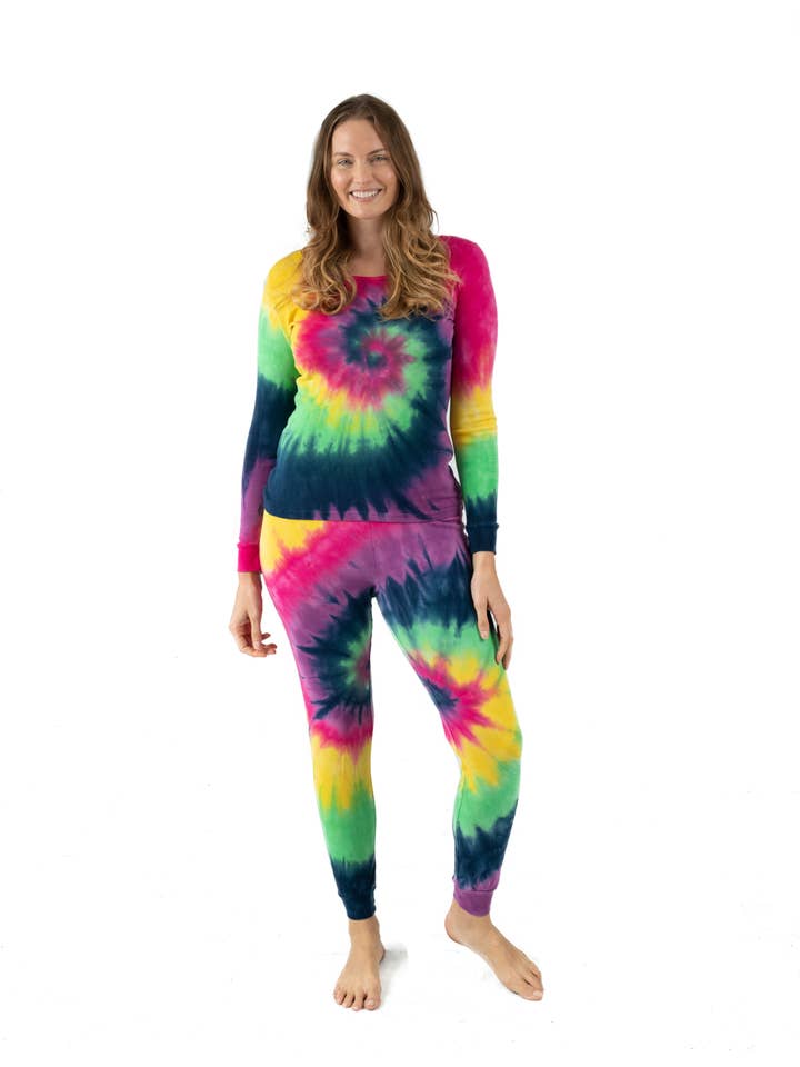 Leveret Pajamas - Wholesale Sleepwear Set - Women's - Womens Two Piece Cotton Pajamas Tie Dye5