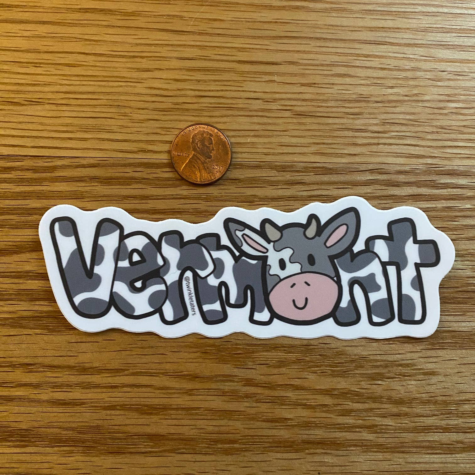 Designs by Diana - twinkletaters - Wholesale Sticker - Vermont Cow 5" x 1.7" Vinyl Sticker1