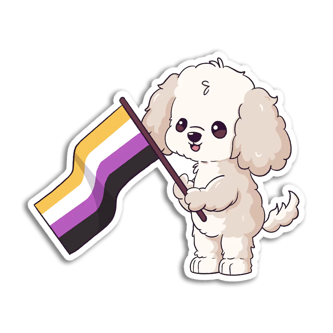 Stick With Finn - Wholesale Sticker - Finn & Nonbinary Flag Sticker0