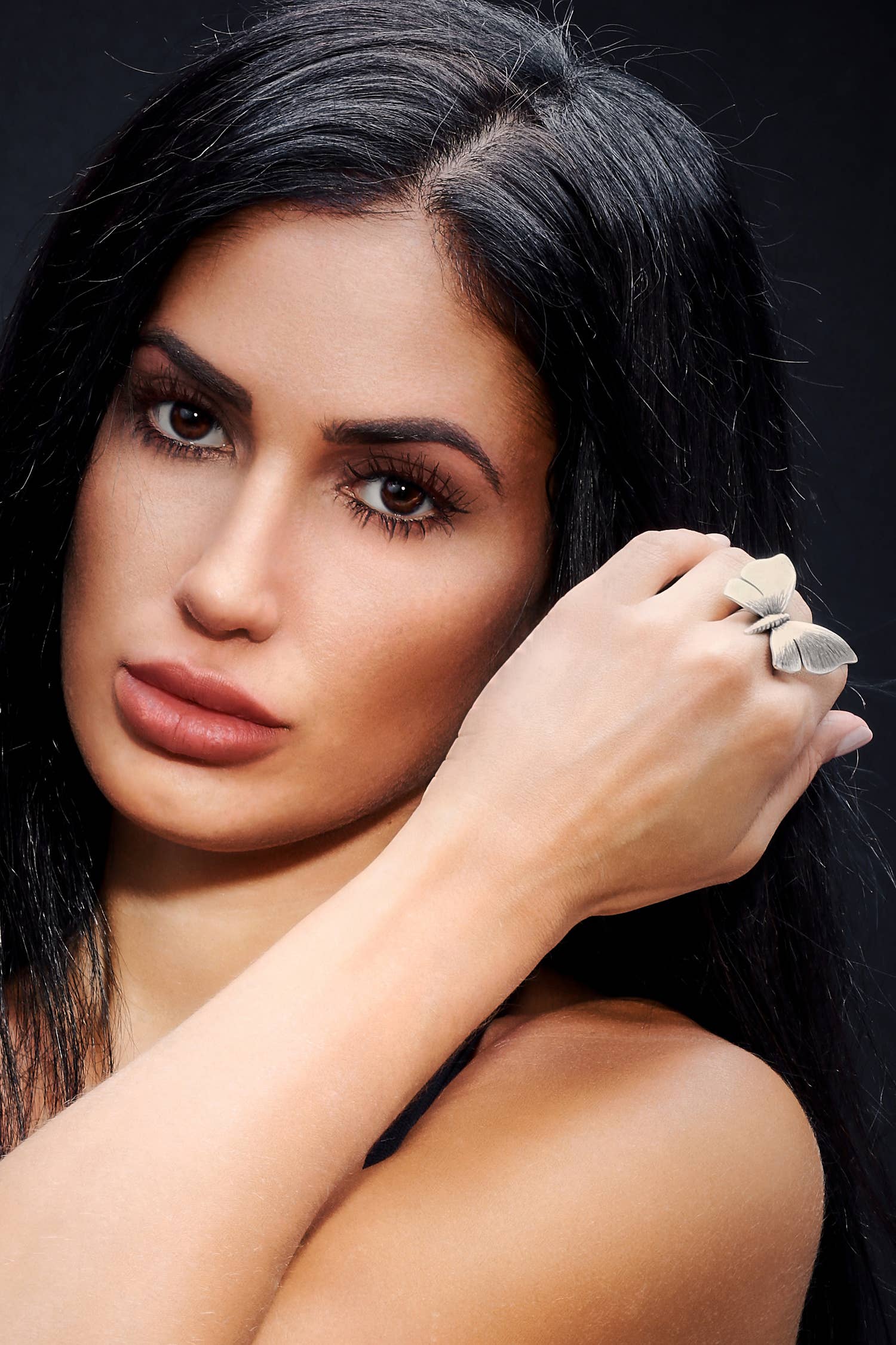 Chanour - Wholesale Cocktail/Statement Ring - Handmade Butterfly Pewter Ring - ENY012