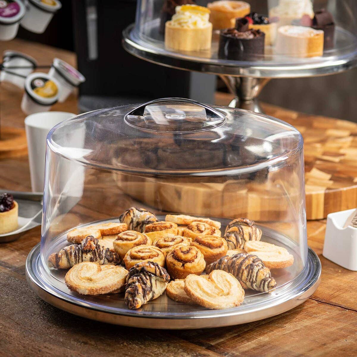 TableCraft Products Company - Wholesale Cake Stand - Low Profile Cake Plate and Dome Cover Set1