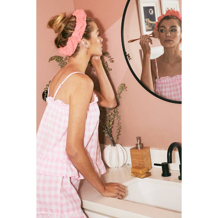 Gingham Ruffle Trim Cami and Shorts Pajama Set for wholesale by LIME N CHILI