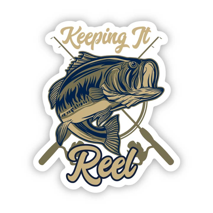 Autocollant de pêche | Citation "Keeping It Reel" | Autocollant en vinyle pour la vente par PiggyPrintStickers