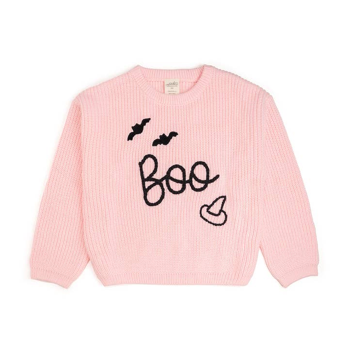 Boo Bat Halloween Knit Sweater - Kids Boutique Clothing for wholesale by Sweet Wink