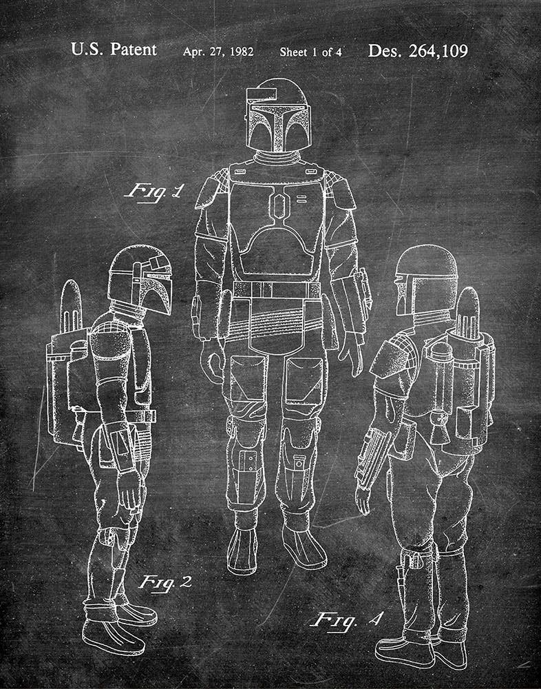 Fresh Prints of CT - Vente Affiche d'art - Boba Fett 1982 - Impression sur brevets - Star Wars1