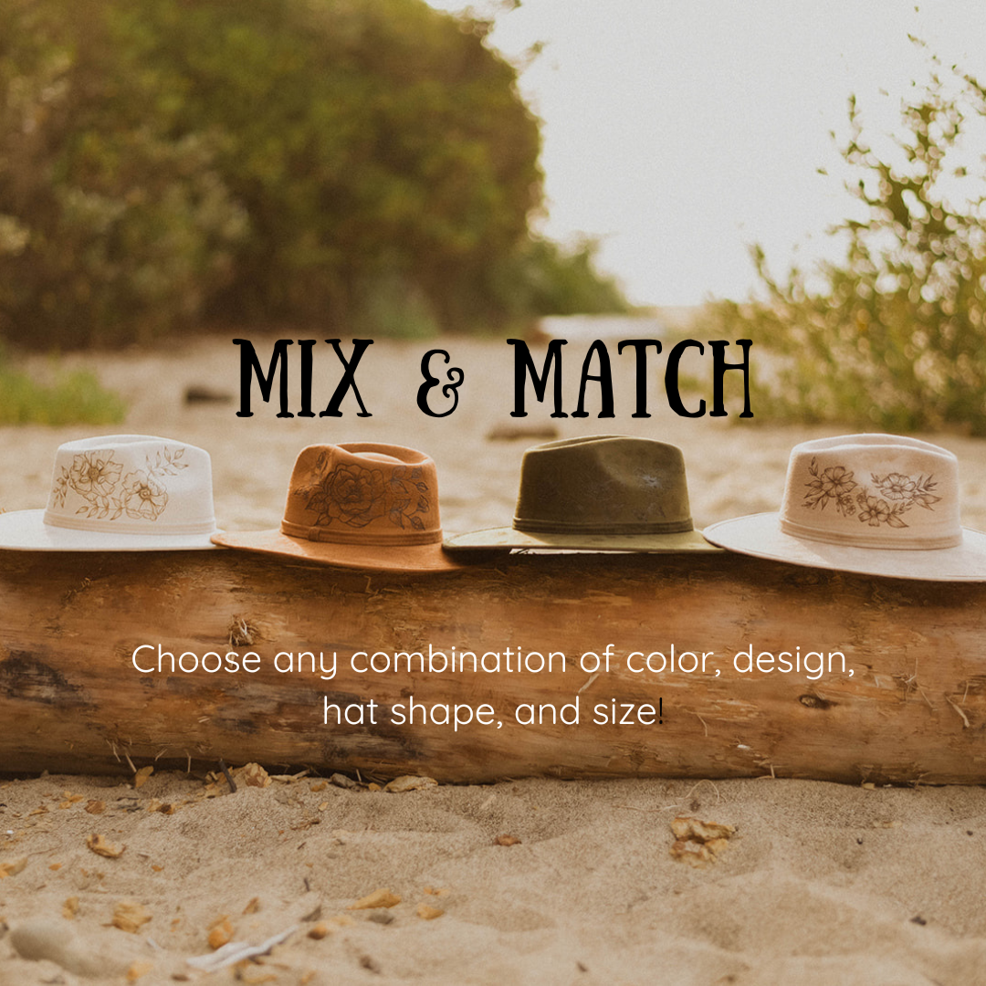 Pacific Wren Art & Design - Wholesale Fedora - Women's - Wood-Burned Wide Brim Hat - Floral Collection5