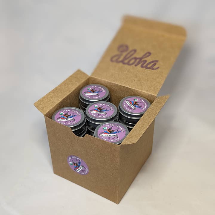 'Ohana Organics - Vendita all'ingrosso Pomata/cura tatuaggio - Confezione da 30 vasetti da 15 g di Tattoo Butter (senza linguetta)1