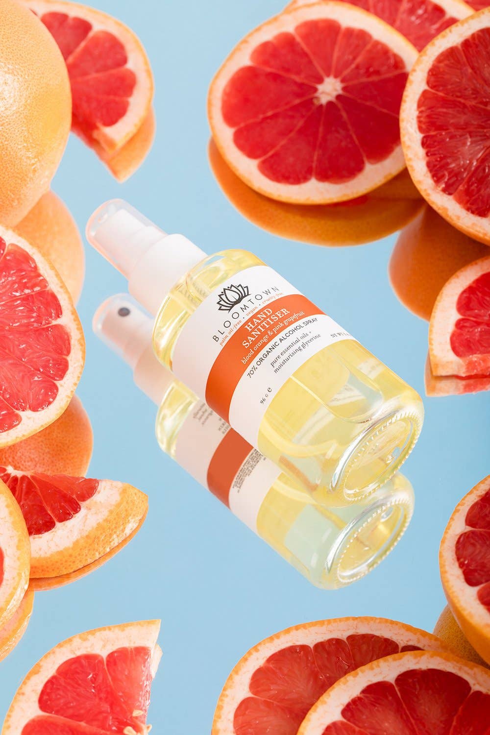 Bloomtown – wholesale Hand sanitiser – 70% Alcohol Organic Hand Sanitiser Spray - Blood Orange & Pink Grapefruit - Natural & Organic1