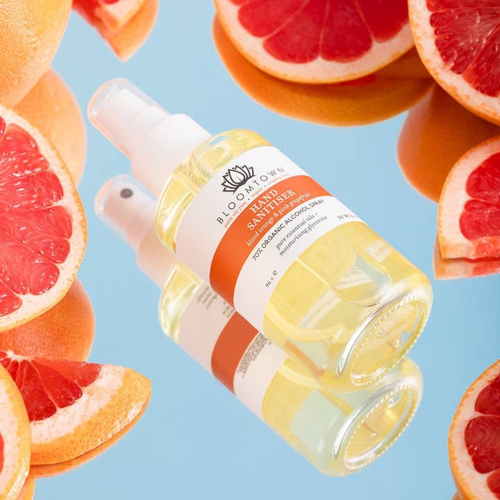 Bloomtown – wholesale Hand sanitiser – 70% Alcohol Organic Hand Sanitiser Spray - Blood Orange & Pink Grapefruit - Natural & Organic1