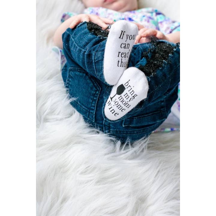 Dorothy’s Reason - Wholesale Socks - Baby - Bring my Mom Some Wine Baby Socks | Wine Gifts | Baby Items