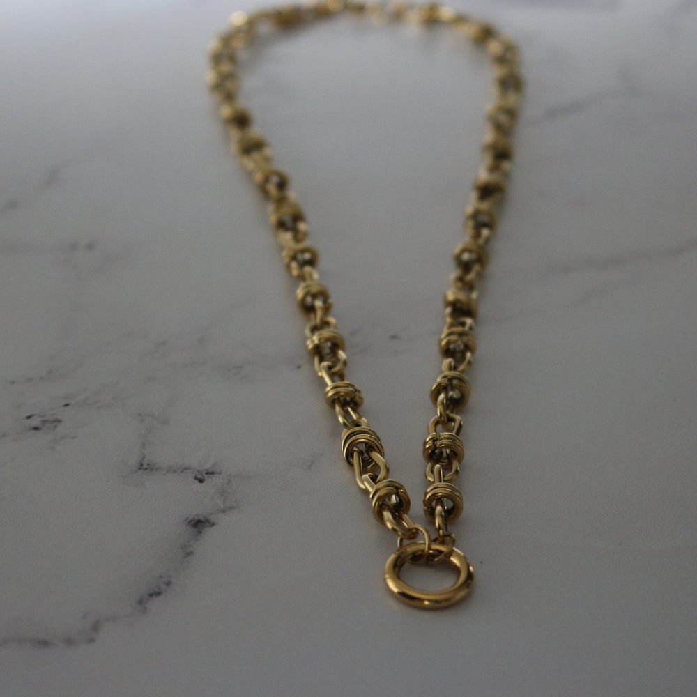 Deep South Originals Inc. - Wholesale Link & Chain Necklace - Bramble Chain – Waterproof 14k PVD Gold Necklace with Charm Ring2