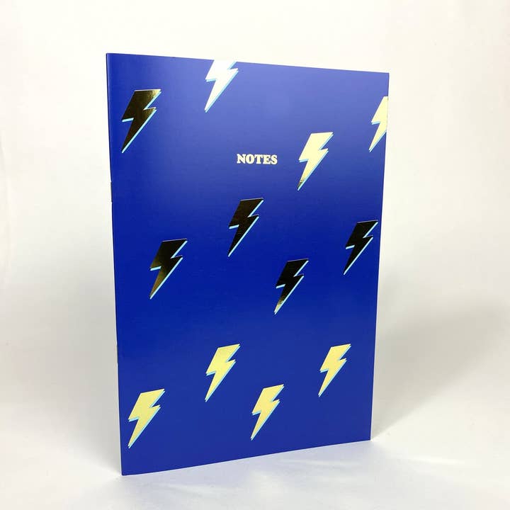 Lightning Bolts notebook with gold foil for wholesale by DOODLE MOO LTD