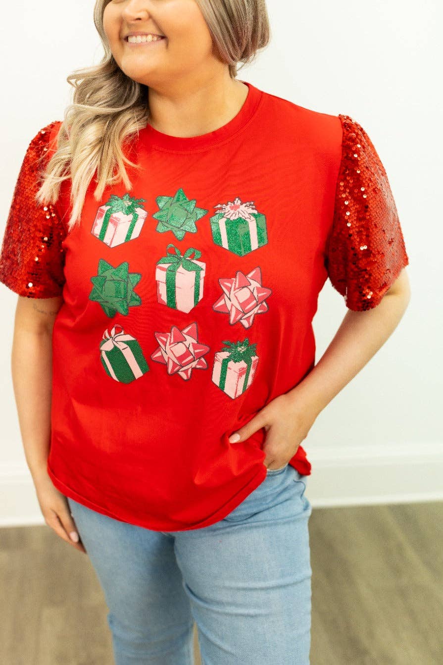 Christmas Presents on Princess Top, Red for wholesale on Faire8