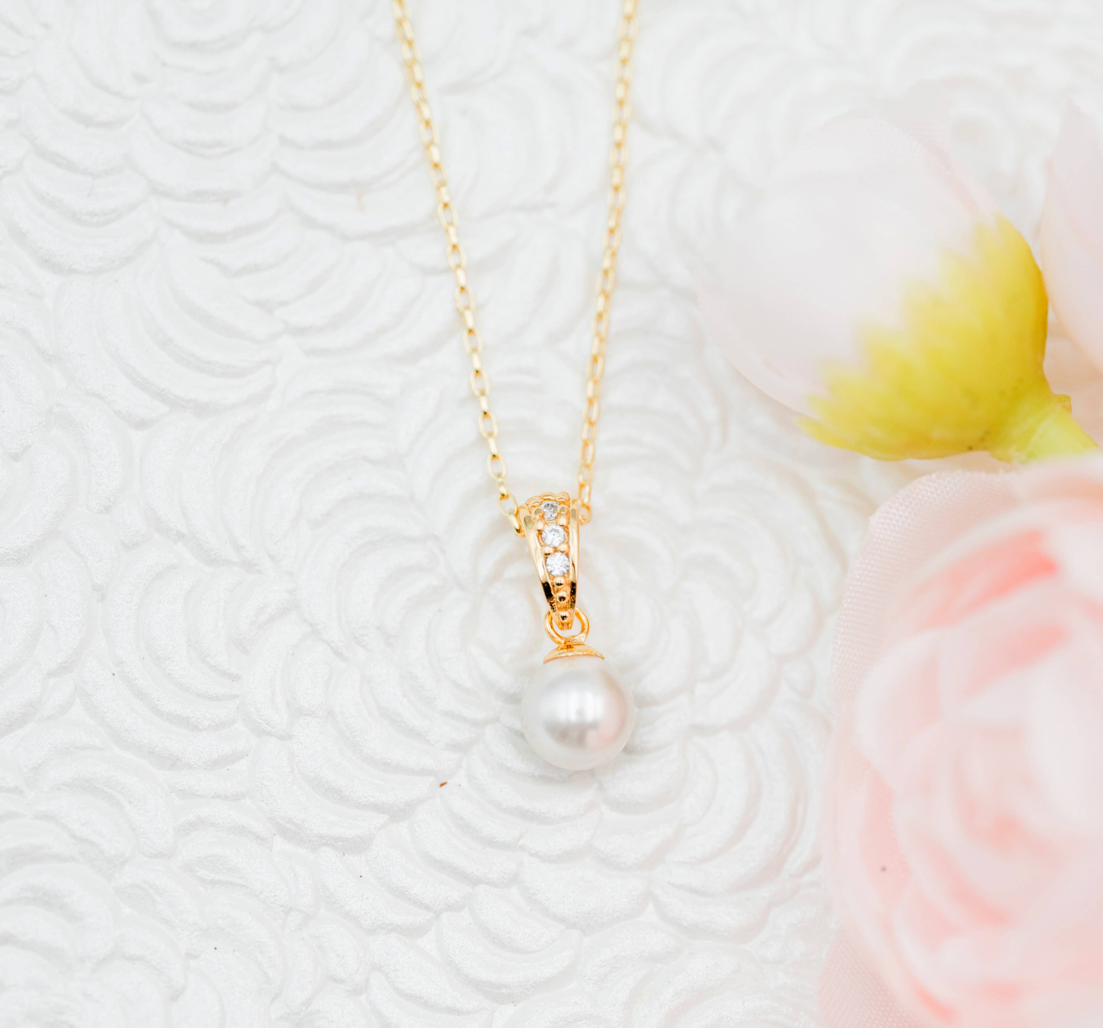 Cherished Moments - Wholesale Kids Necklace - Kids - Girls 14K Gold-Plated White Pearl Pendant Necklace for Kids1