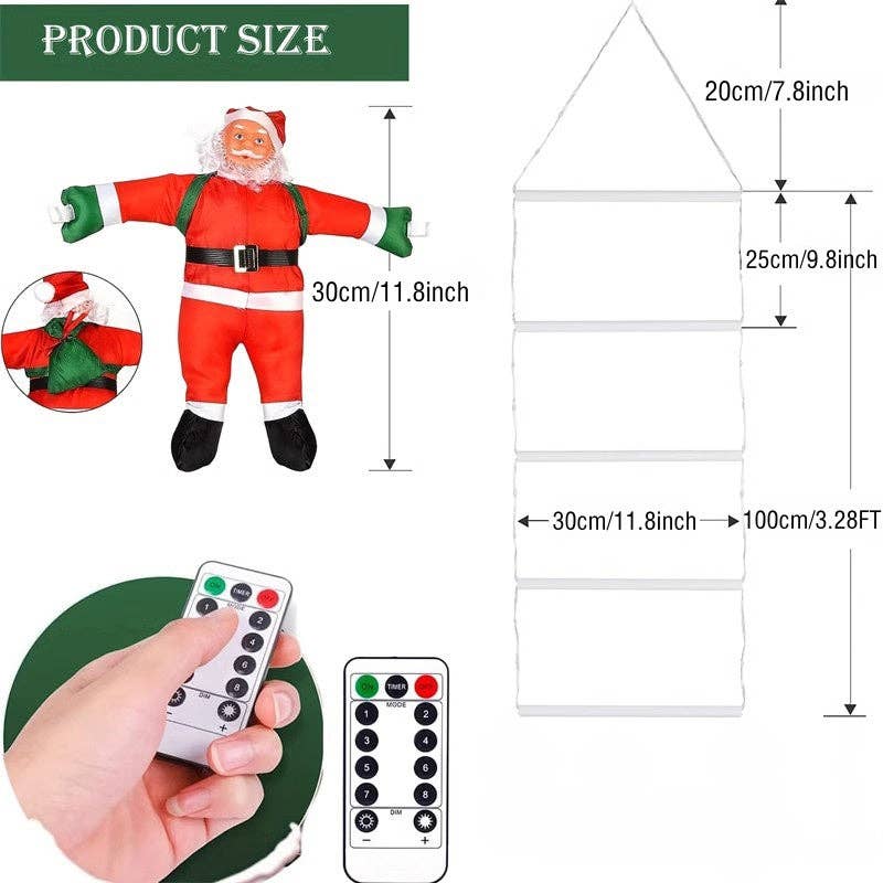 Infinite Basics - Wholesale Outdoor/Lawn Light - Climbing Santa LED Ladder Lights  - 1m Festive Holiday Decoration for Indoor & Outdoor Use, 8 Lighting Modes, Remote Controlled2