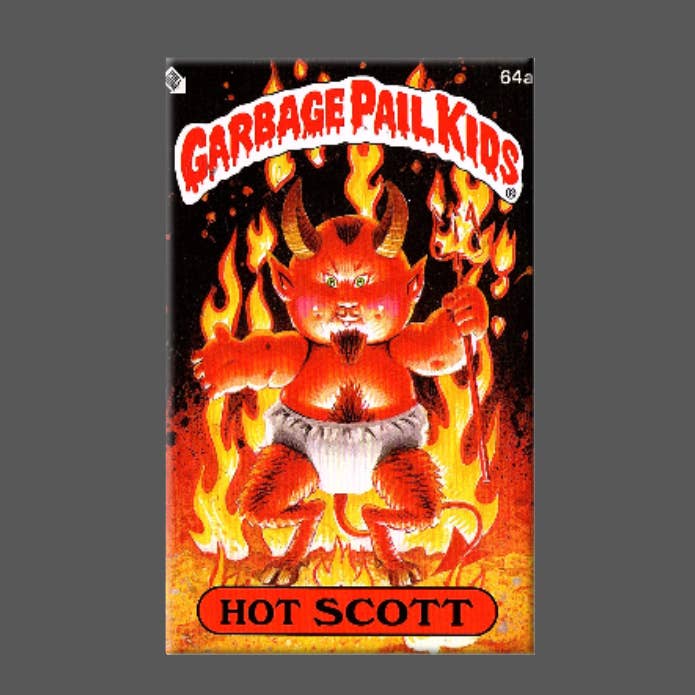 Ba Ba Buttons - Wholesale Lapel Pin/Button - GARBAGE PAIL KIDS, Hot Scott, Magnet, Buttons, GPK, Satan