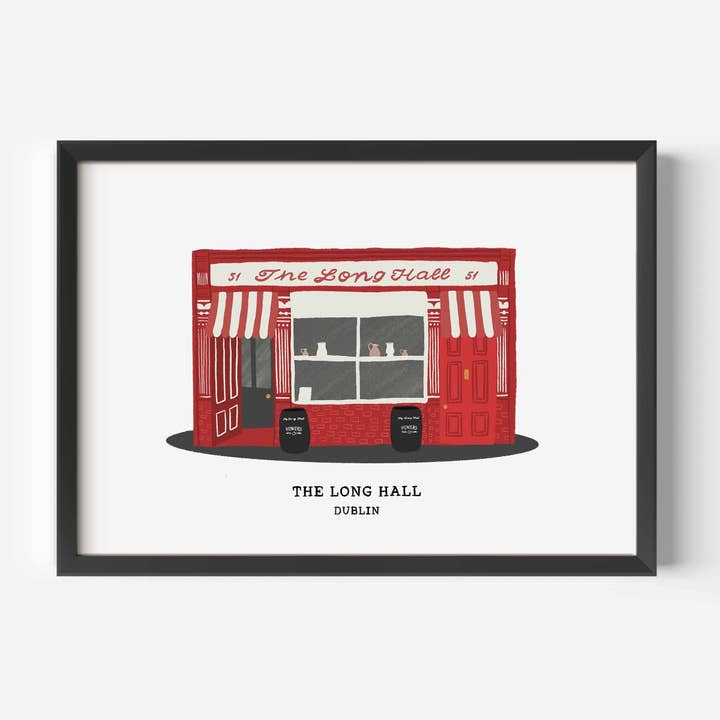The Long Hall Pub Print A4 for wholesale by Breeze & Bubbles