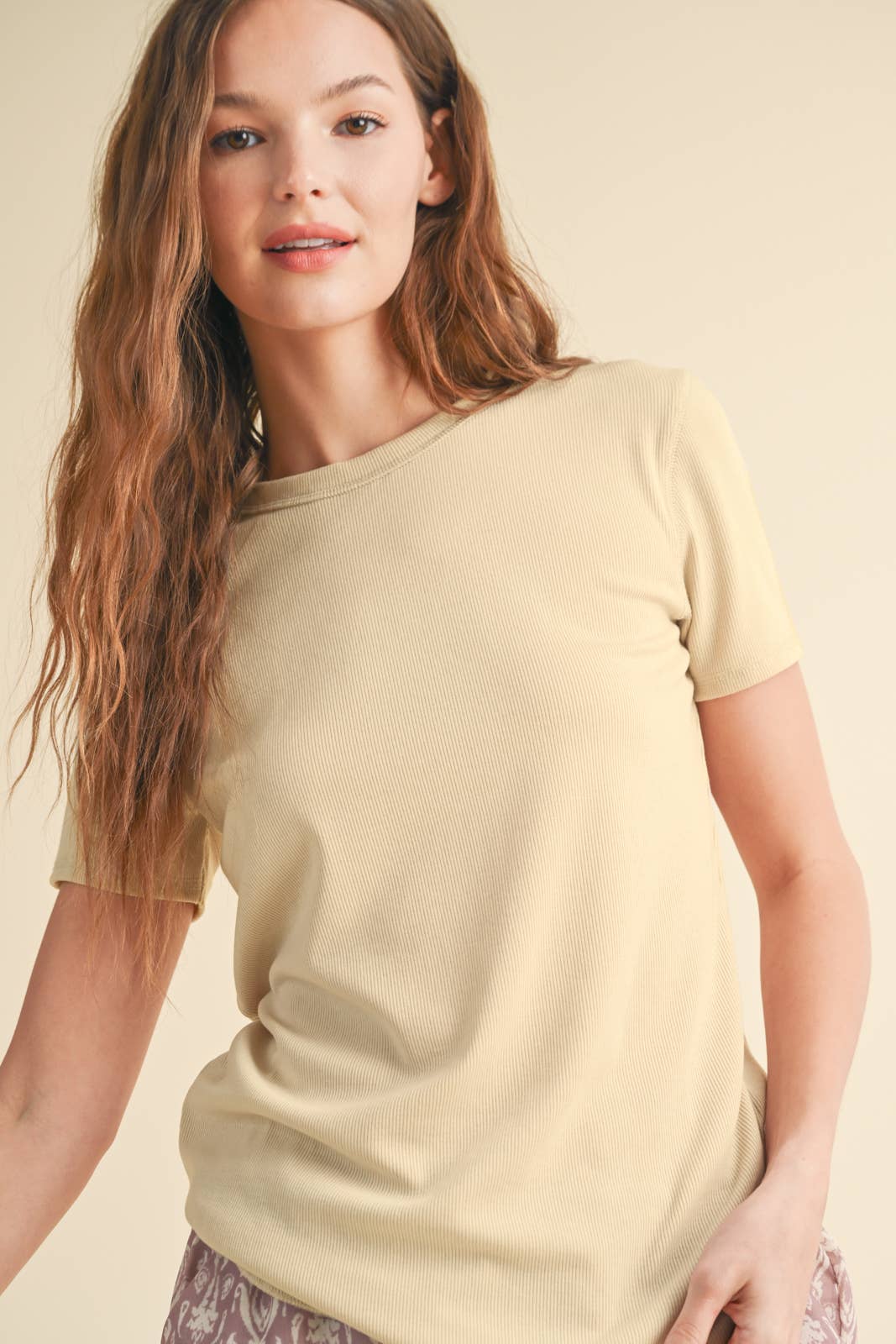 Wishlist Apparel – T-shirt – Mulher por atacado – Camiseta básica canelada de malha / WL18-171460