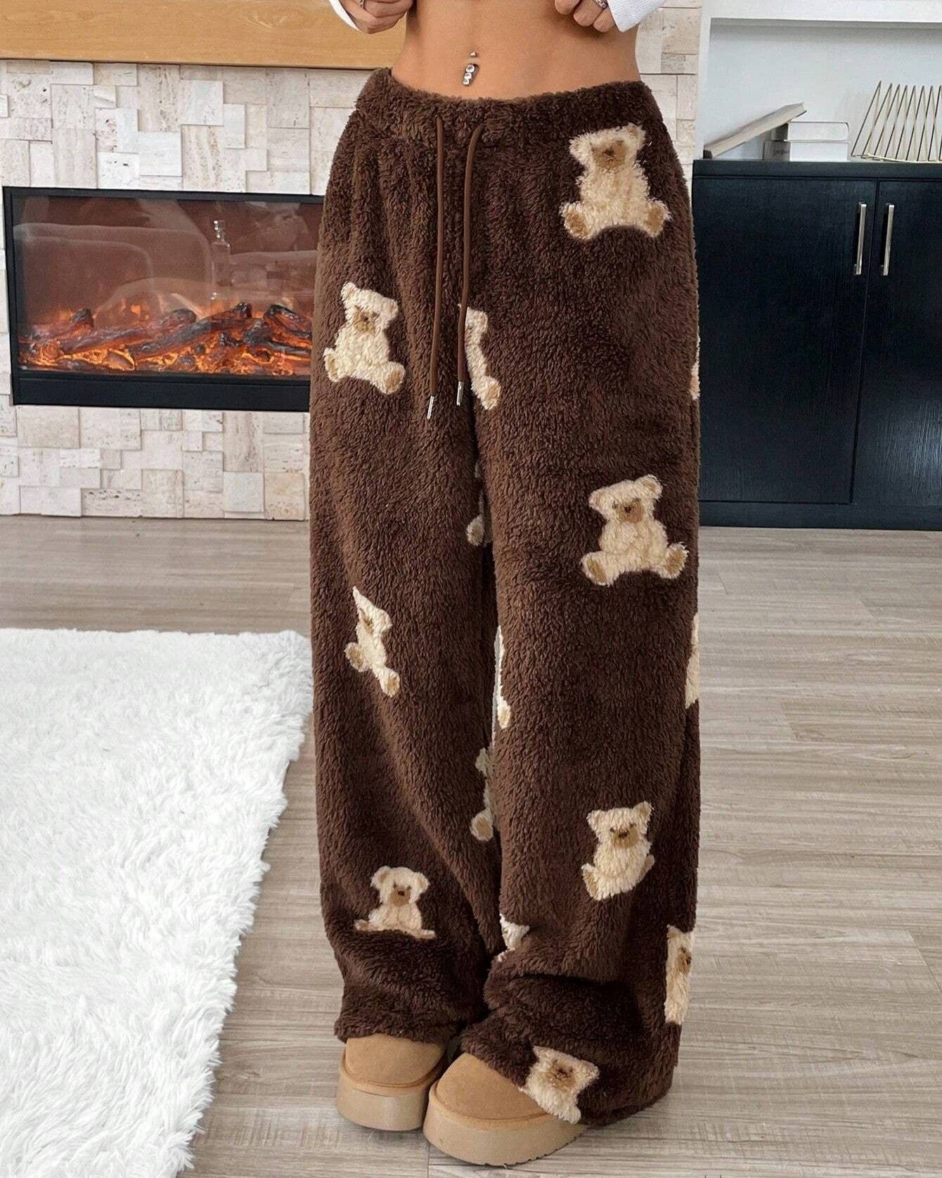 Rosa Clothing - Wholesale Pants - Women's - Casual Bear Pattern Winter Furry Pants4