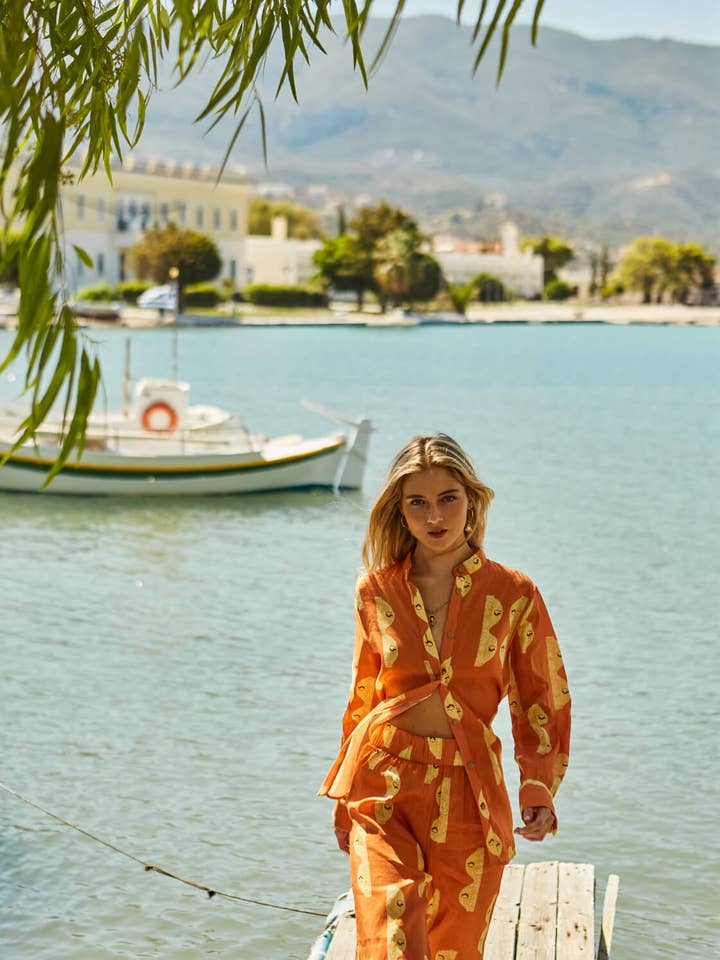 Linen-Silk Printed Loose Pants for wholesale by ANTHERIS