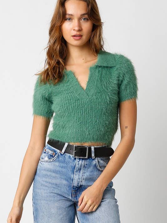 Faye Fur Crop Top for wholesale by Olivaceous