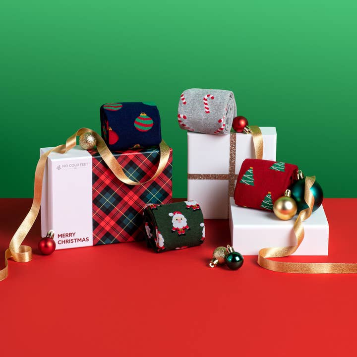No Cold Feet - Wholesale Socks - Unisex - Christmas Gift Box 4 Sock Set2