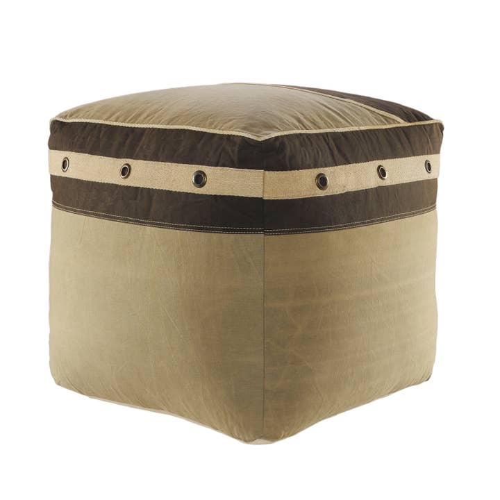 Pouf rayé rustique Farmhouse pour la vente par LR Home