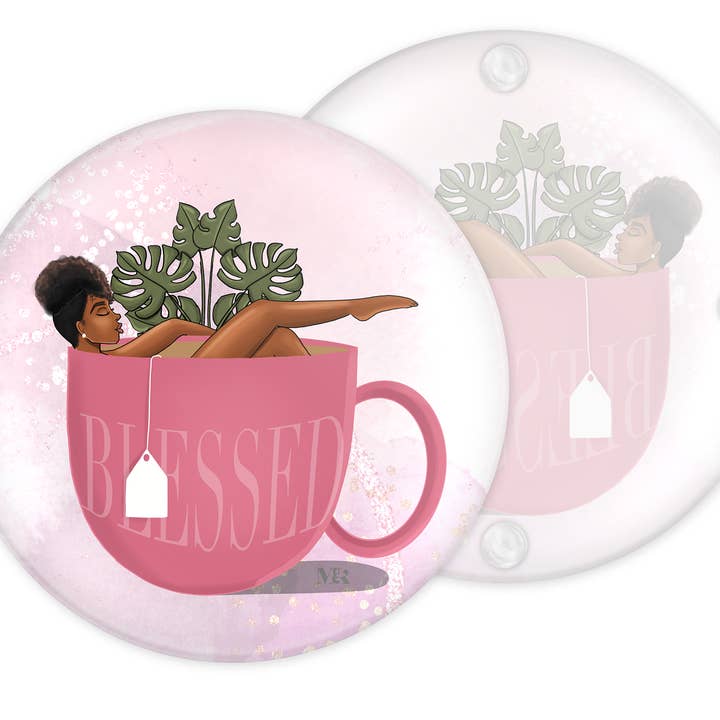 Blessed Glass Coasters, Set of 4 for wholesale by M&K Creative Designs