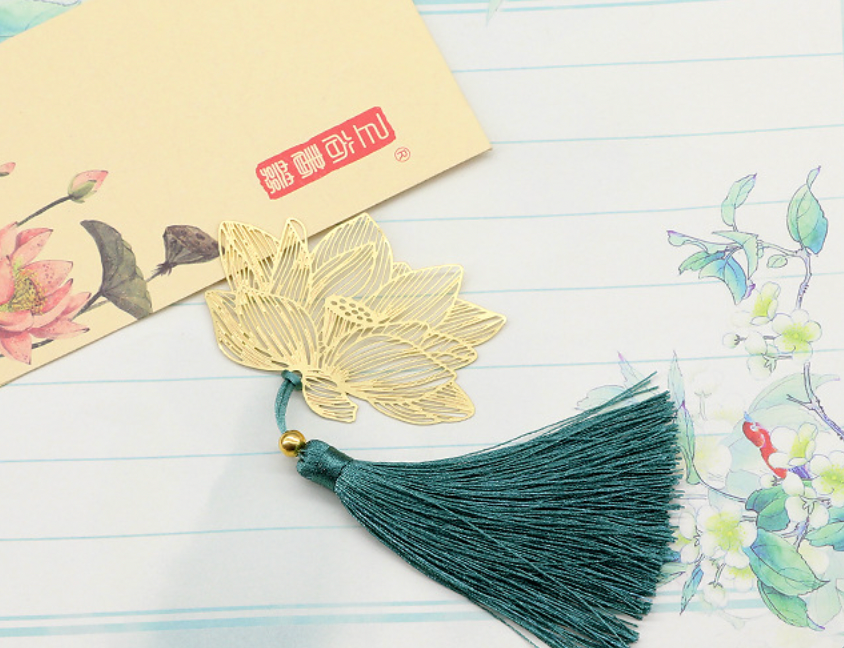 Bright MacMing - Wholesale Bookmark - Golden Lotus Metal Bookmark2