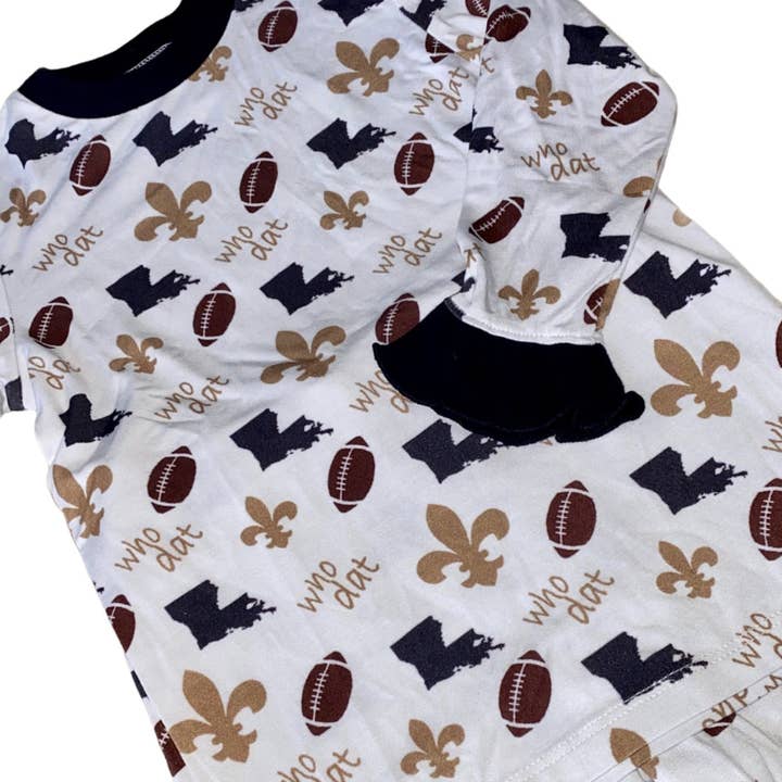 Belle Cher - Vente Haut et bas de pyjama – enfant - Pyjama en bambou à volants Who Dat1