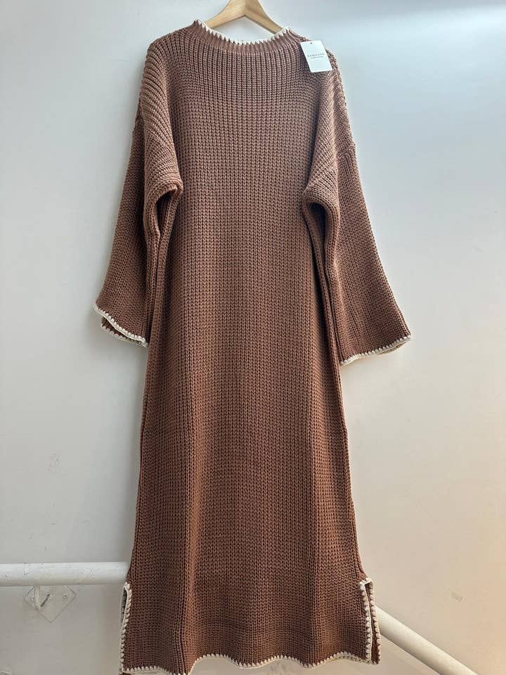 LORIANE - Wholesale Dress - Women's - 23185 long sweater dress with side slit one size 2
