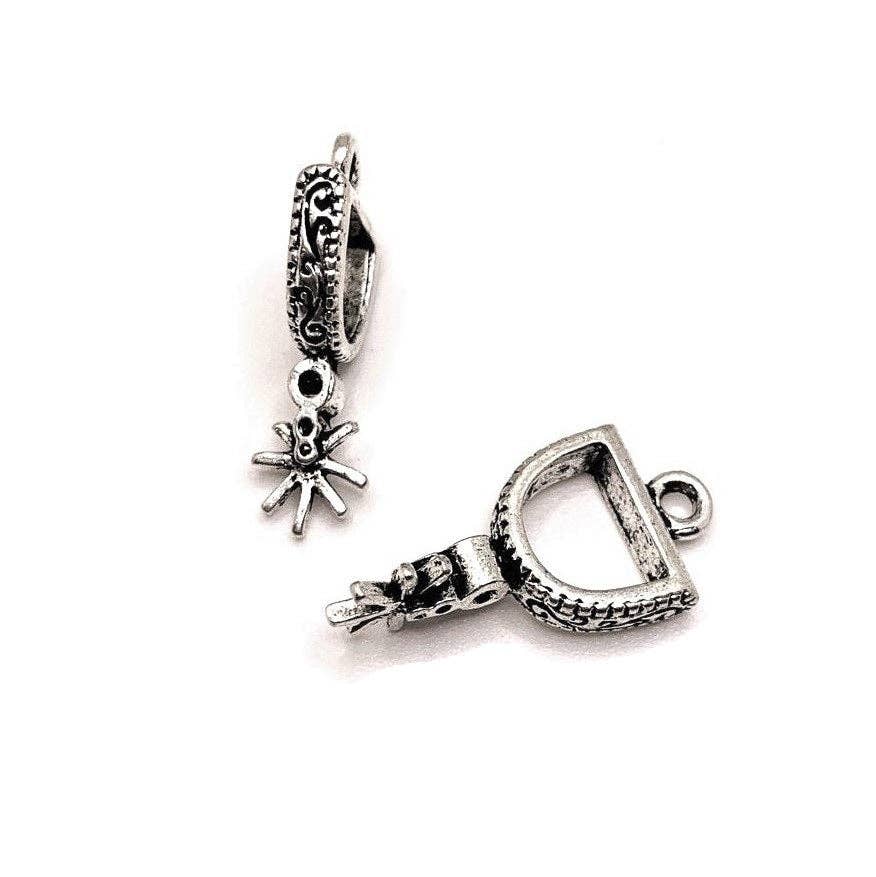 Guerrilla Charm - Wholesale Individual Charm/Pendant - Silver Cowboy Spur Charms, 23x12mm1