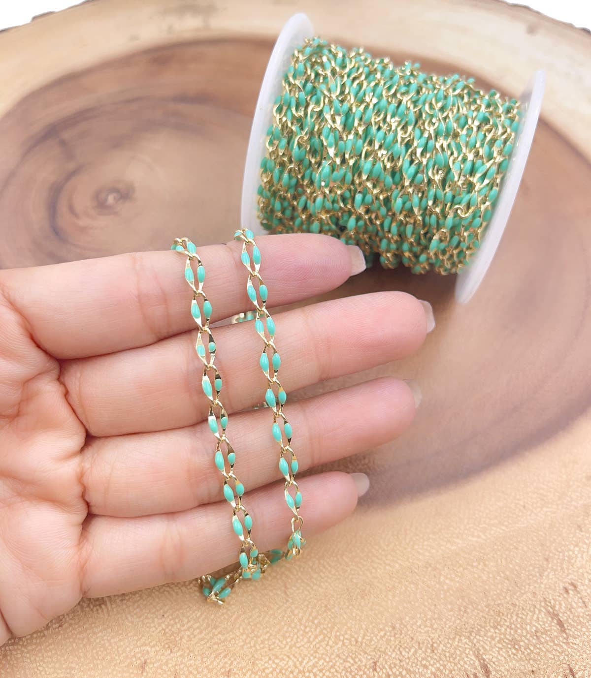 Beads Creation - Wholesale Link & Chain Necklace - Multi color Enamel Rolo Cable Paperclip Chain by Foot, CH3153