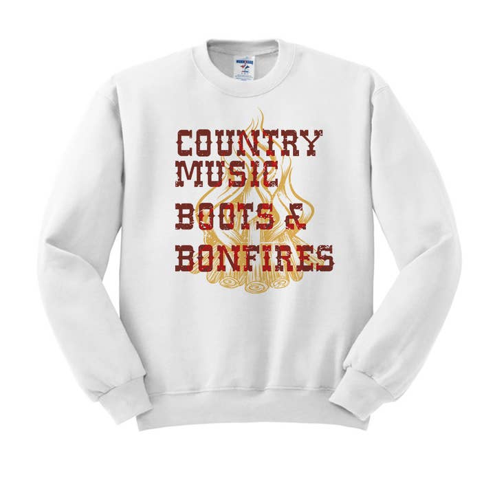 Country Music Boots and Bonfires Crewneck Sweatshirt for wholesale by Untamed Country