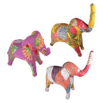 Tesoros Trading Company - Wholesale Decorative Figurine - Large Assorted Kantha Elephant Figure, India6