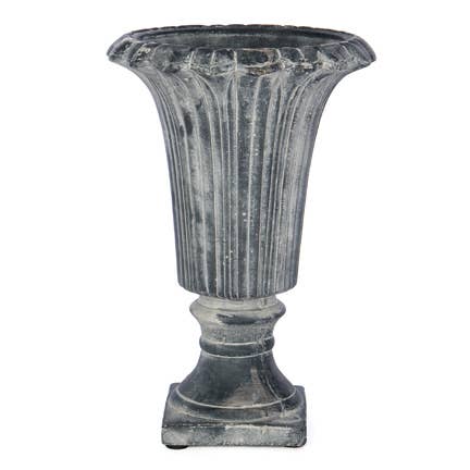 Round Cement Fluted Urn 7"D for wholesale by Willow Group