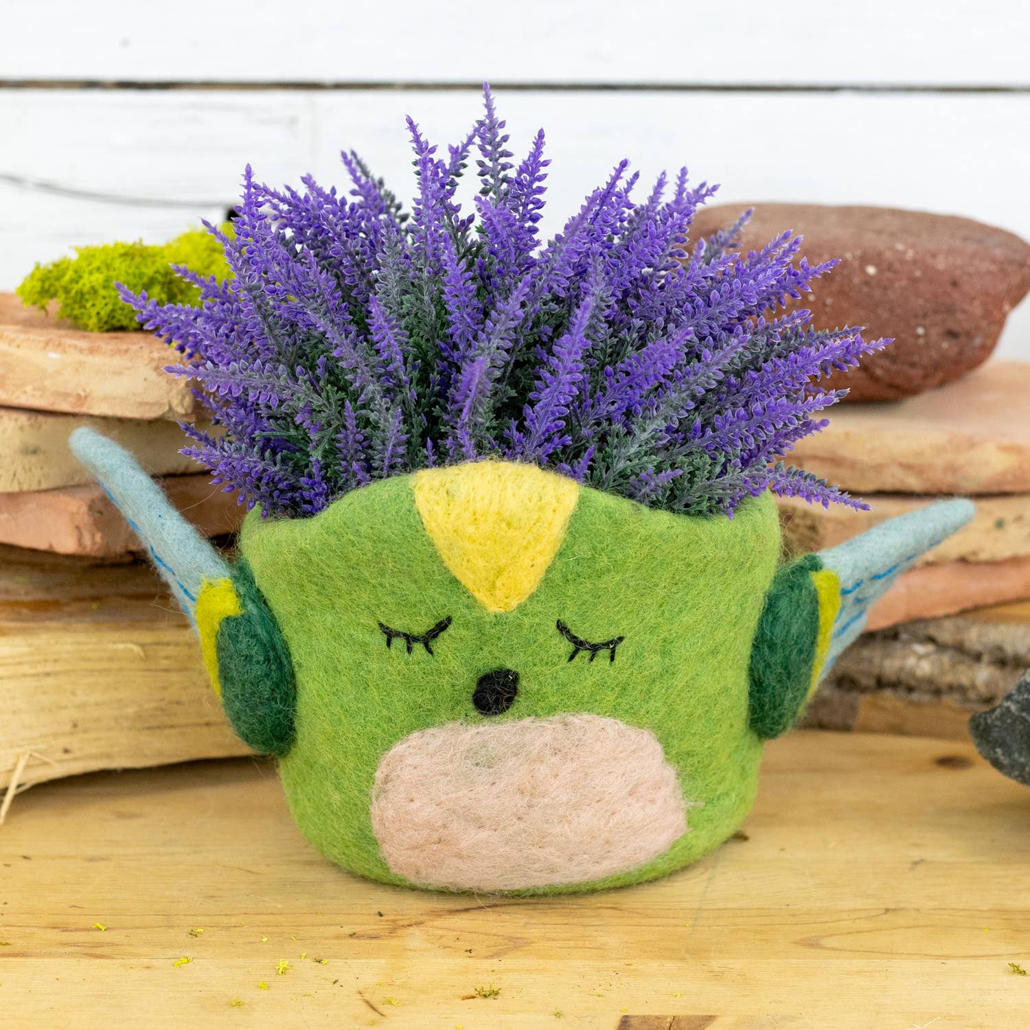 dZi Handmade – Vaso de plantas por atacado – Pote de Feltro Beija-flor1