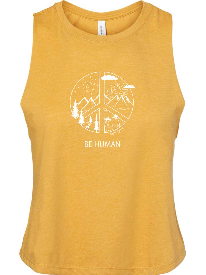 Be Human Mustard Cropped Tank for wholesale by Kompass Apparel