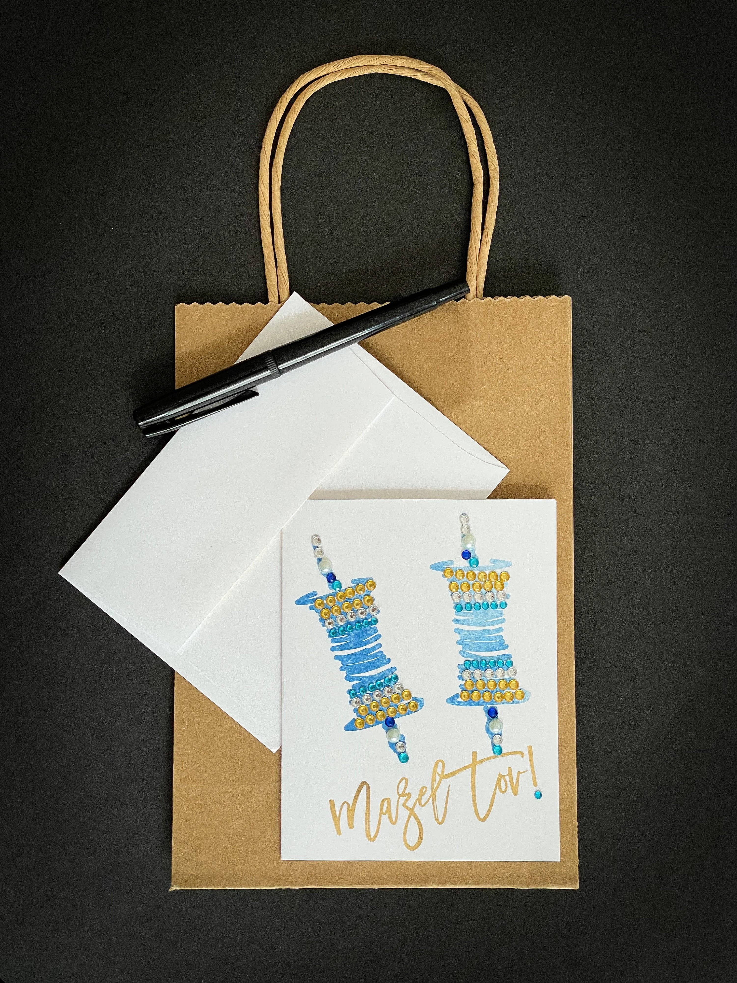 Russell Jeffery Design by Off By Heart Design - Wholesale Congratulations Card - Mazel Tov Bar/Bat Mitzvah - Blue and Gold Torah Scroll5