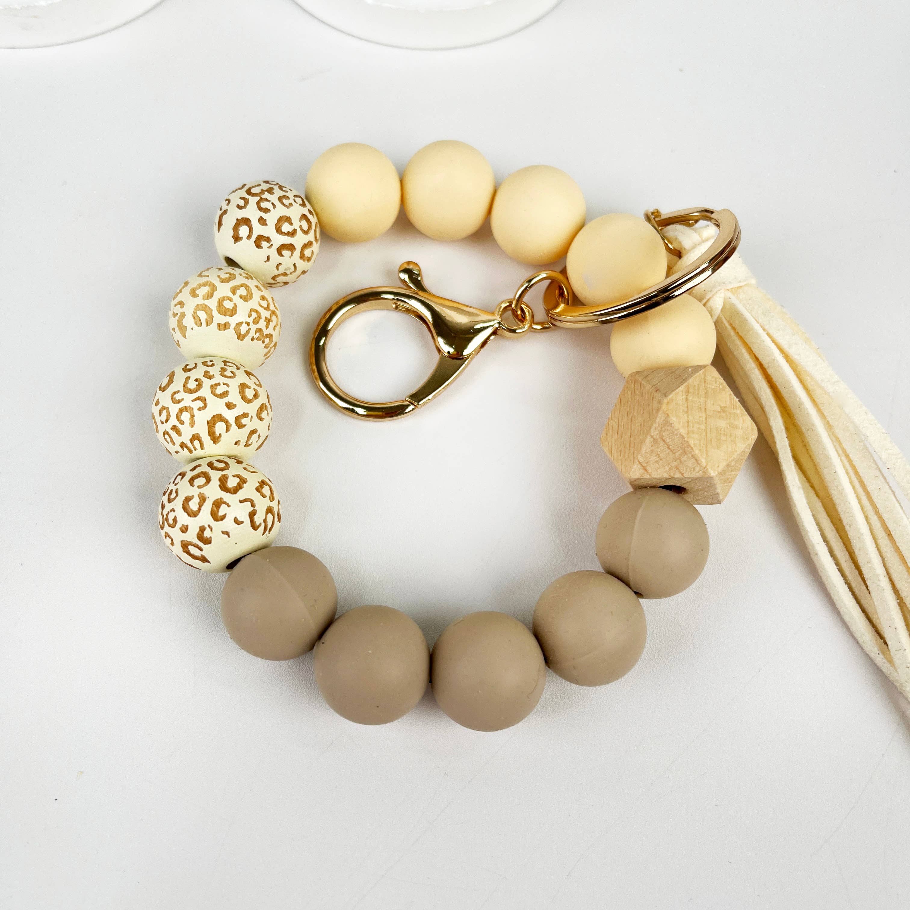 SoapElenGlen - Vendita all'ingrosso Bracciale portachiavi - Bracciale con perline di legno e silicone con portachiavi da polso7