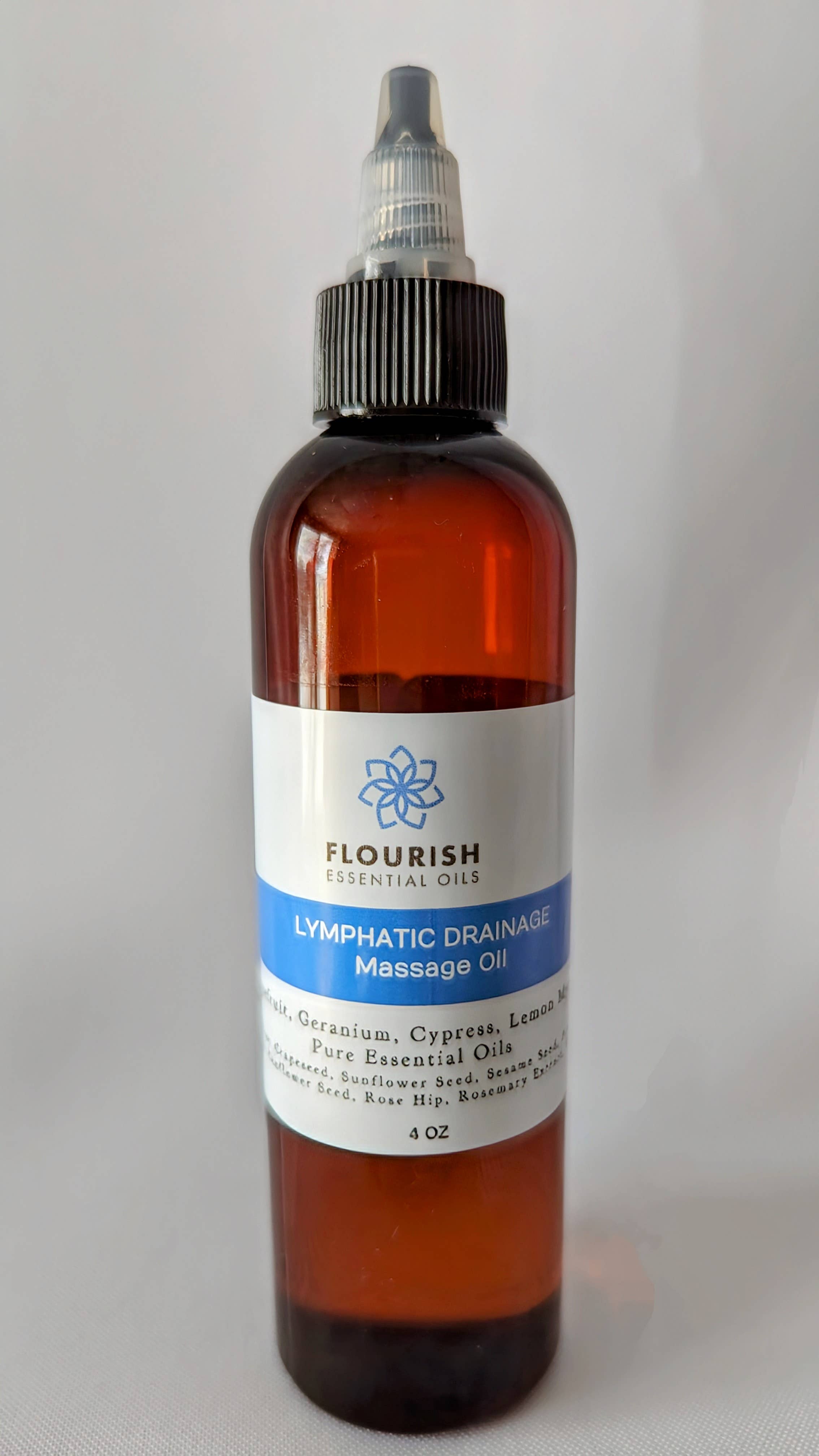 Flourish Essential Oils - Wholesale Massage Oil/Gel - Lymphatic Drainage Massage Oil 4 oz1